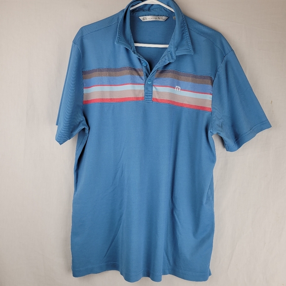 Travis Mathew Blue Stripe Golf Shirt - Picture 3 of 8